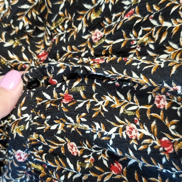 •Floral print•metallic gold accent•smock baby doll•Small - Picture 3 of 11